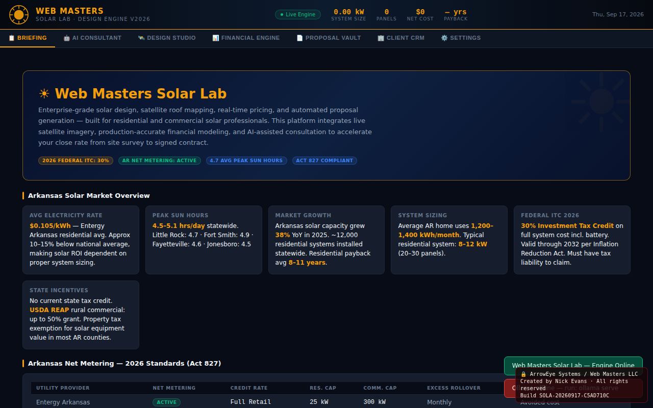 Web Masters Solar Lab screenshot